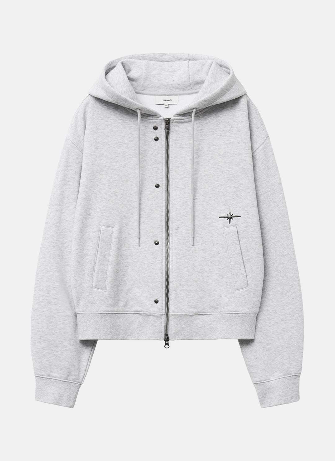 RIVET HOODIE ZIP UP melange gray