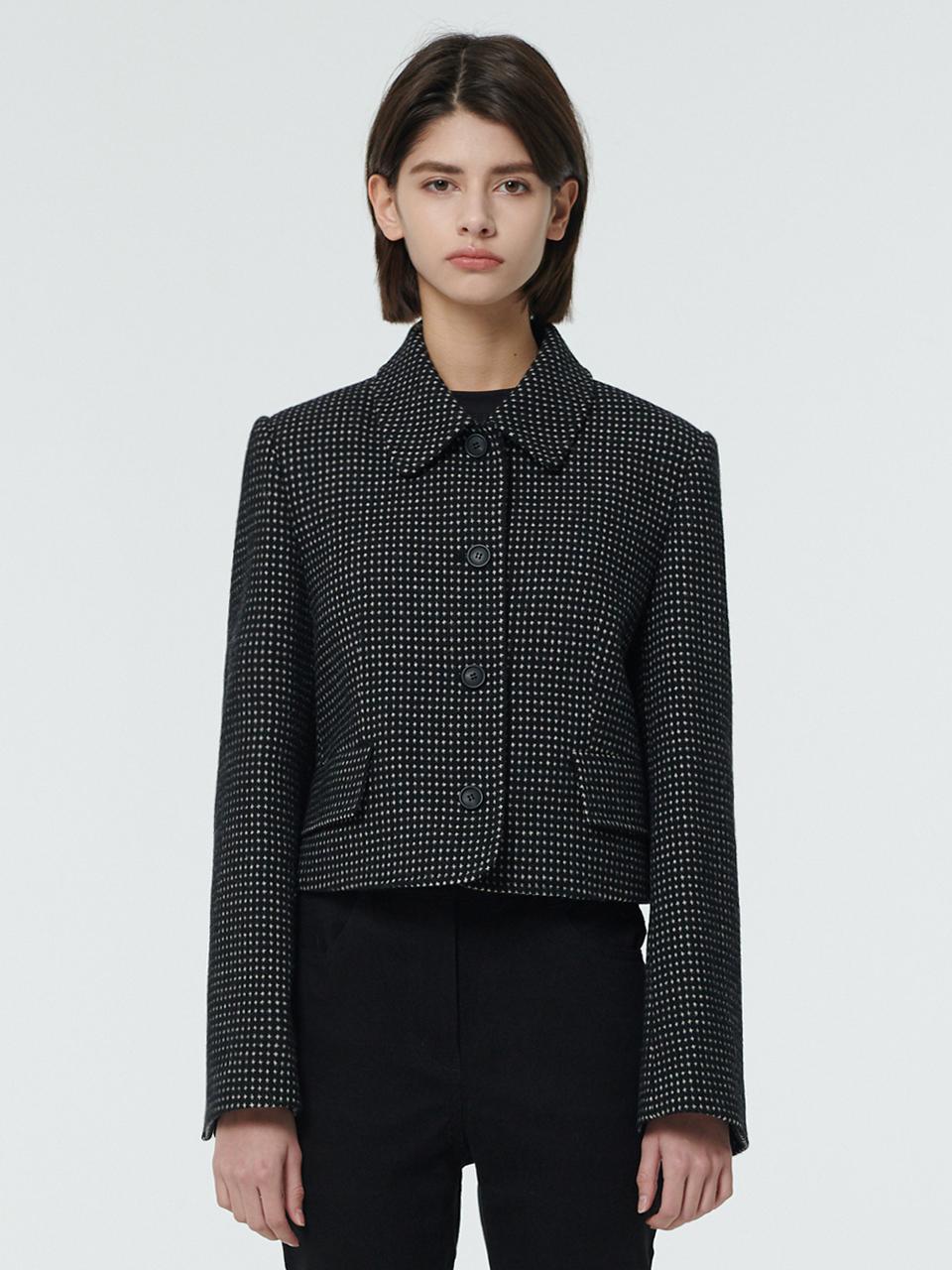 Dot pattern wool jacket - Black