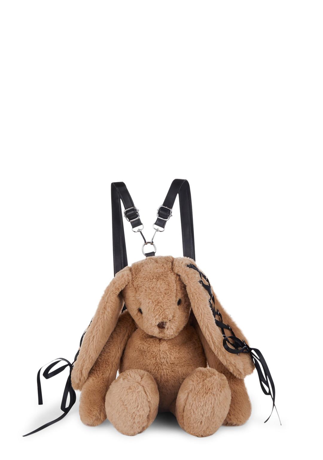 Cuddly Bunny Plush Backpack - Brown - LIGHT BROWN / ONE SIZE