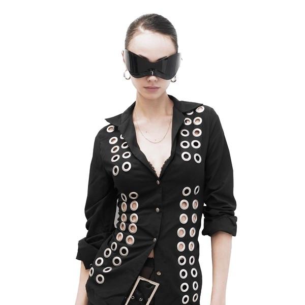 [WRKHLC] BACK CORSET SLIM SHIRT IN BLACK