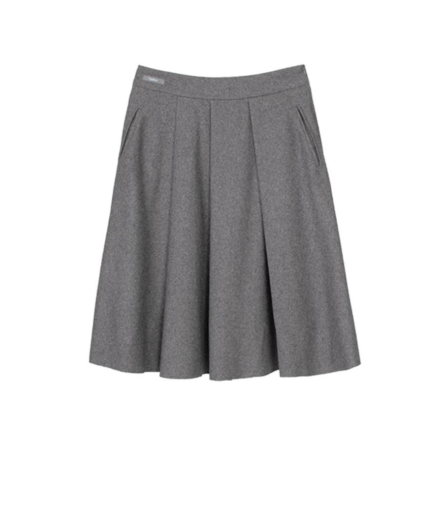 002 Wool Pleats Midi Skirt (grey)