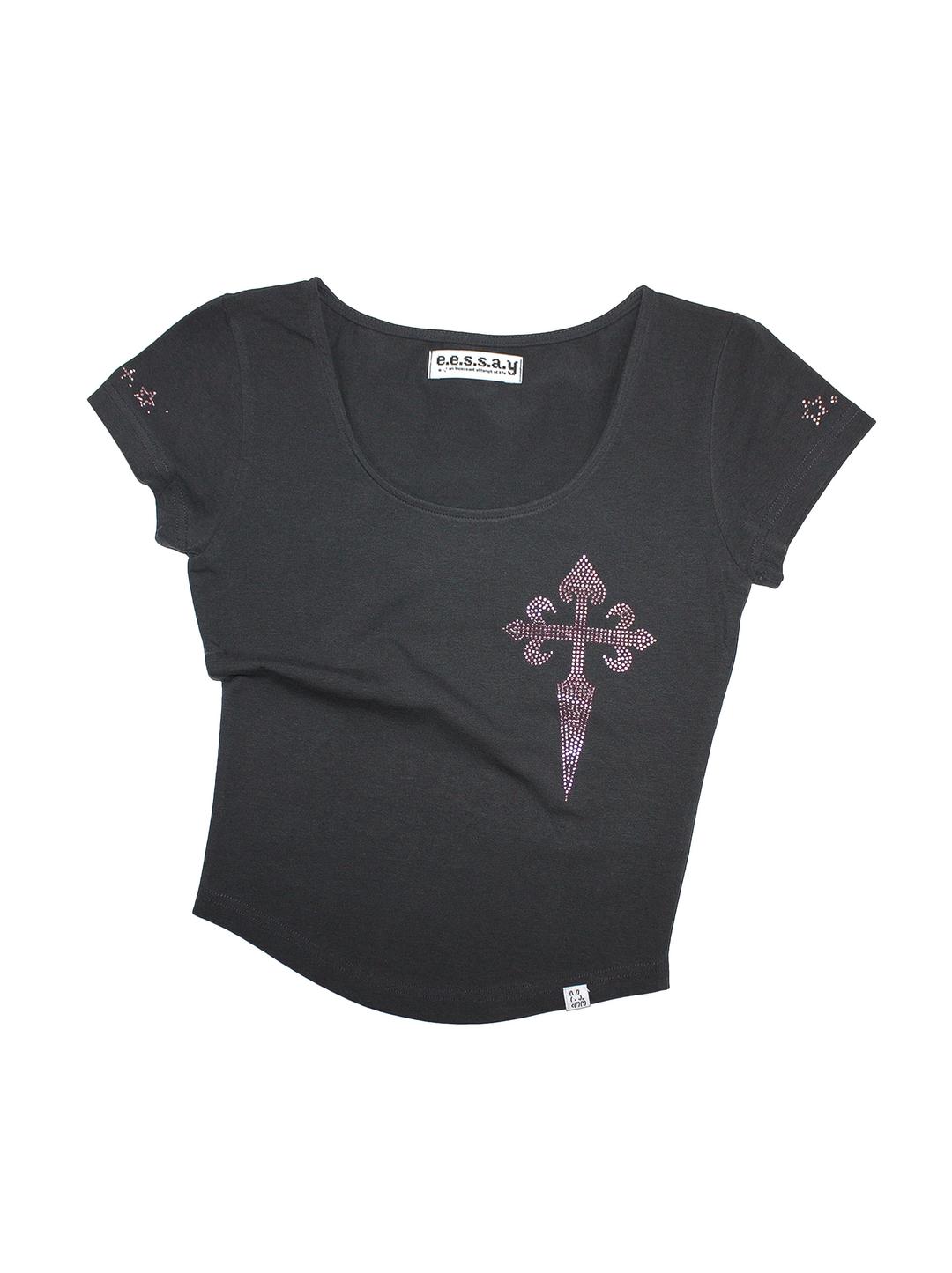 T.K SERAPHIC T SHIRT - CHARCOAL + PINK