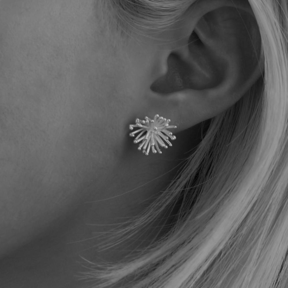 SYLK 실크 빅 코랄 실버 귀걸이