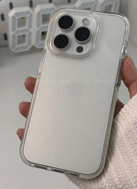 Classy Basic Glitter Shimmering GUARDION Side Bumper Clear Case and Glitter Lens Protector