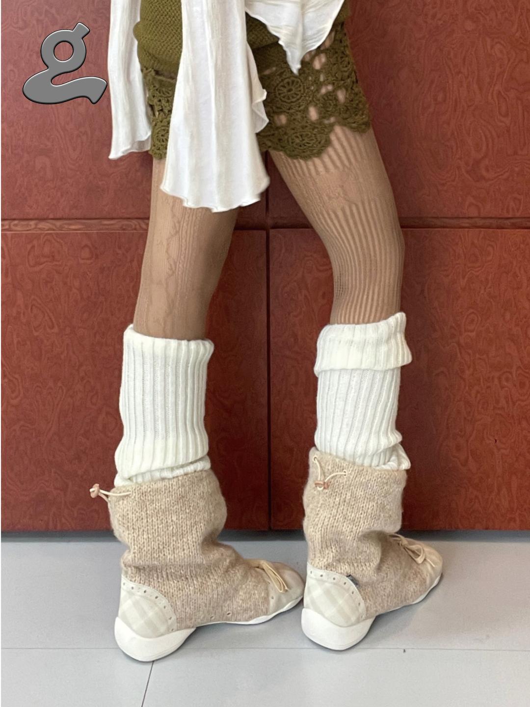 [GRAPE] Knitted Check Ballet Boots