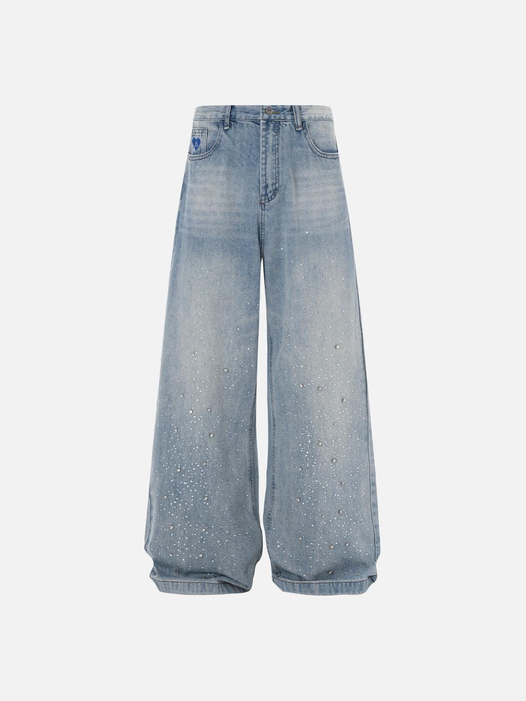 Aelfric Eden Rhinestone Baggy Jeans - Men / Blue / 34