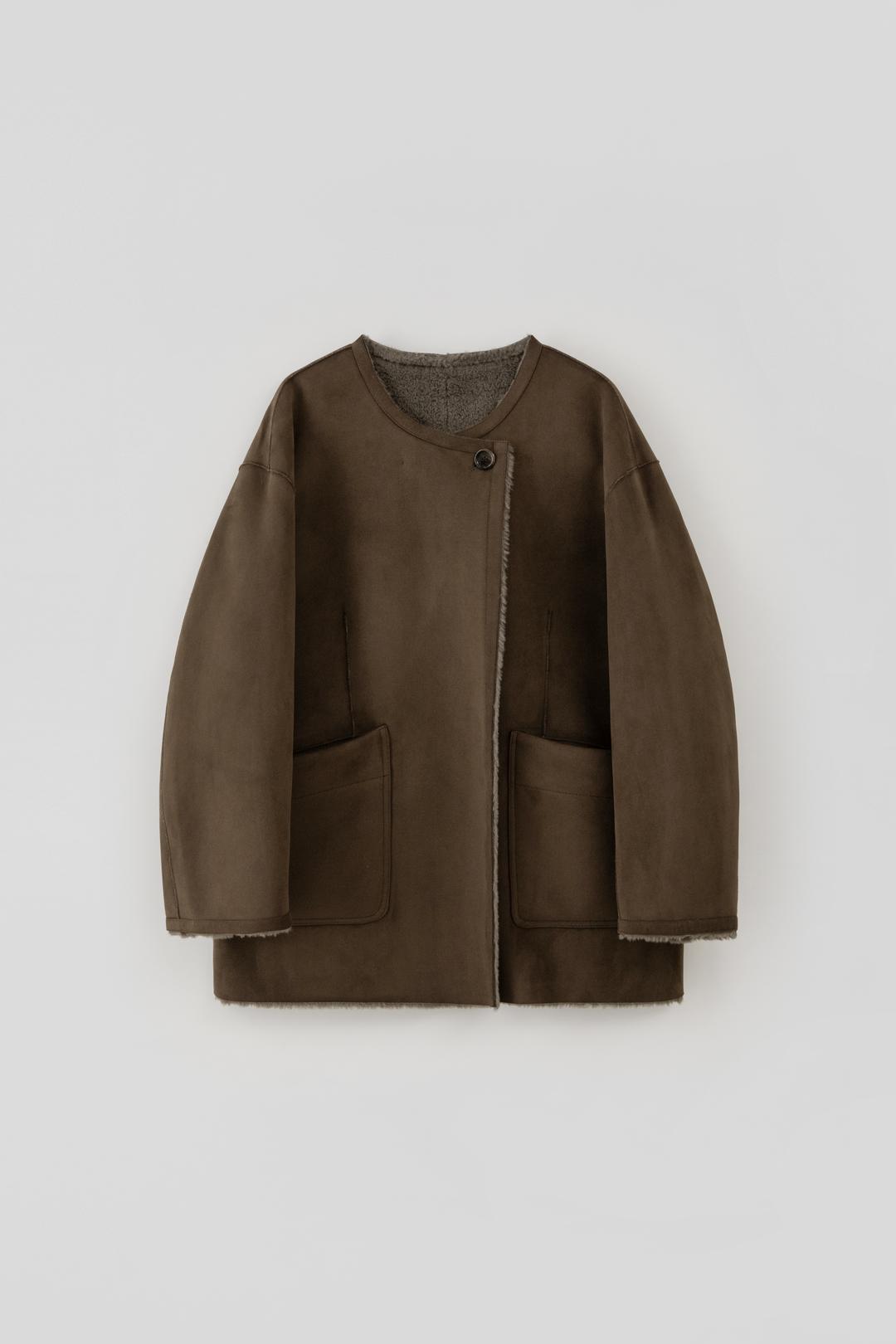 Collarless Mustang Jacket_Brown