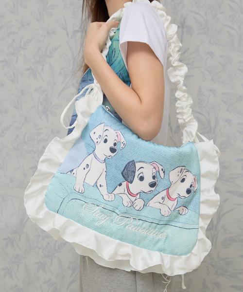 달마시안_러플 숄더백 화이트