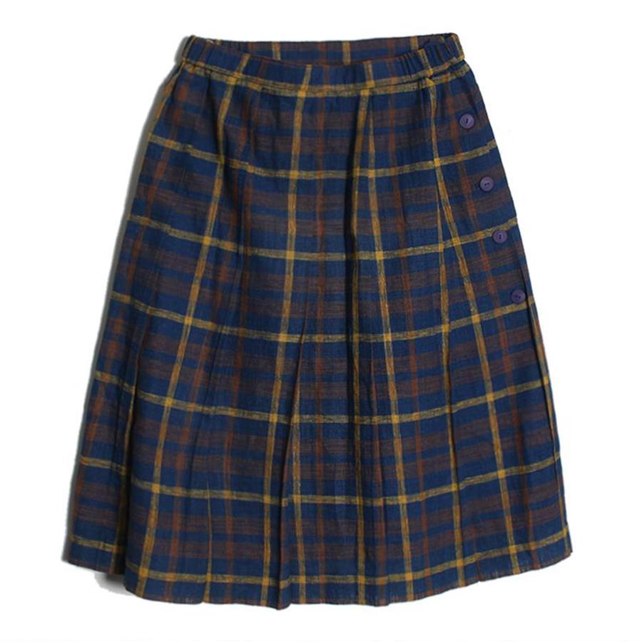 wide check skirt