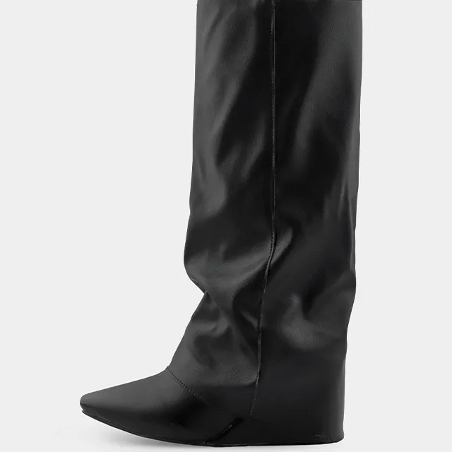 [오늘출발] 줄리 레이어드 셔링 폴딩 부츠 6cm