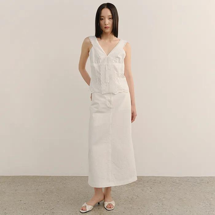 Brushed Calico Skirt White