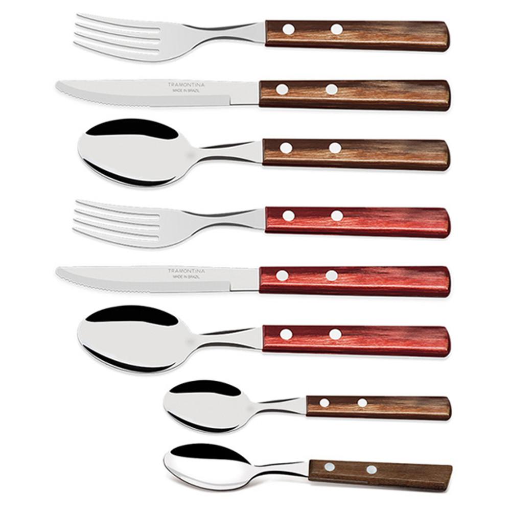 트라몬티나 커트러리 포크 나이프 스푼 양식기 빈티지 우드핸들