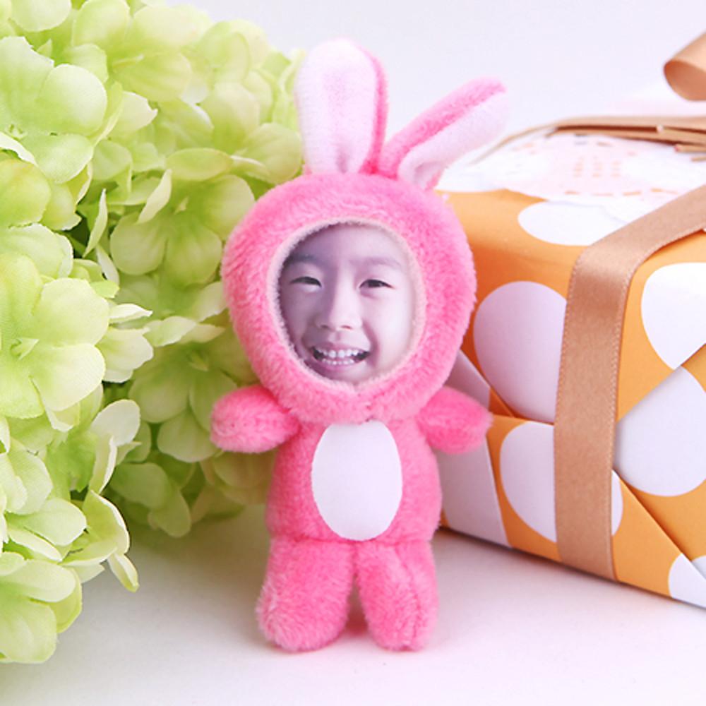 미니 큐티 3D 사진포토인형 핑크토끼 입체사진 특별한선물 대두 얼굴