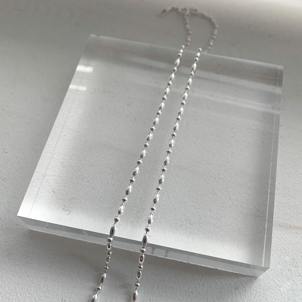 실버925 쌀알 에그 볼 소세지 체인 은 목걸이 / 2type