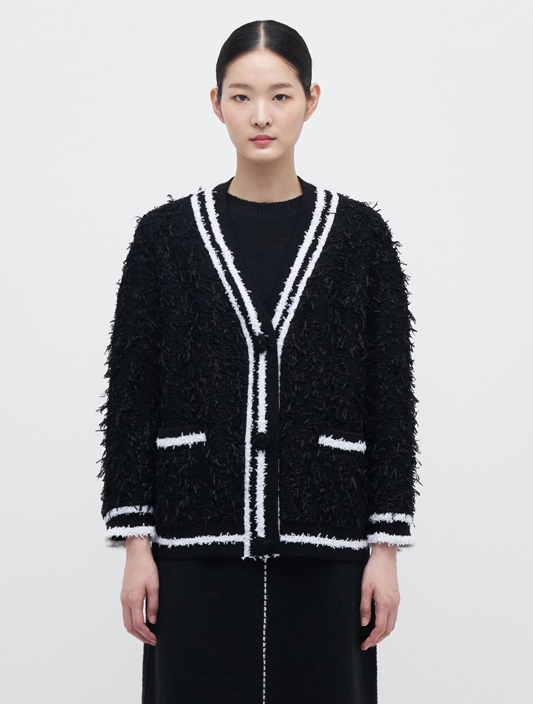 Tweed Cardigan Jacket - Black