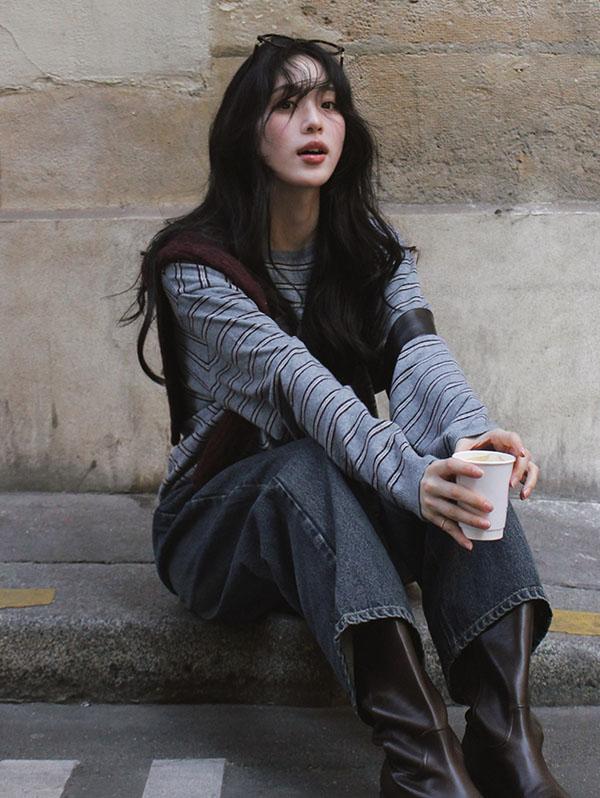 슬로우앤드 [🔥주문폭주] made. 딥무드 스트라이프 배색니트 - 6 color