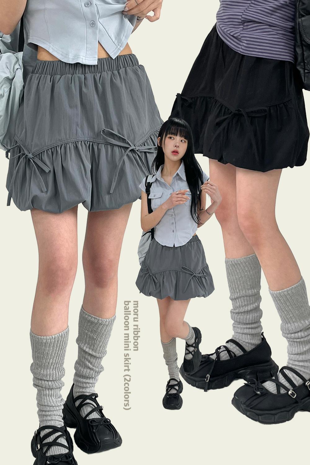 moru ribbon balloon mini skirt (2colors)