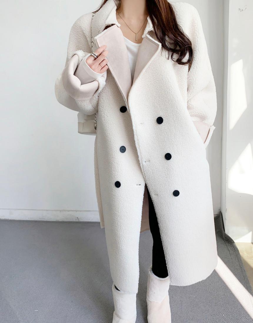 [무료배송] 로지 부클양털 안감무스탕 롱코트(2col)