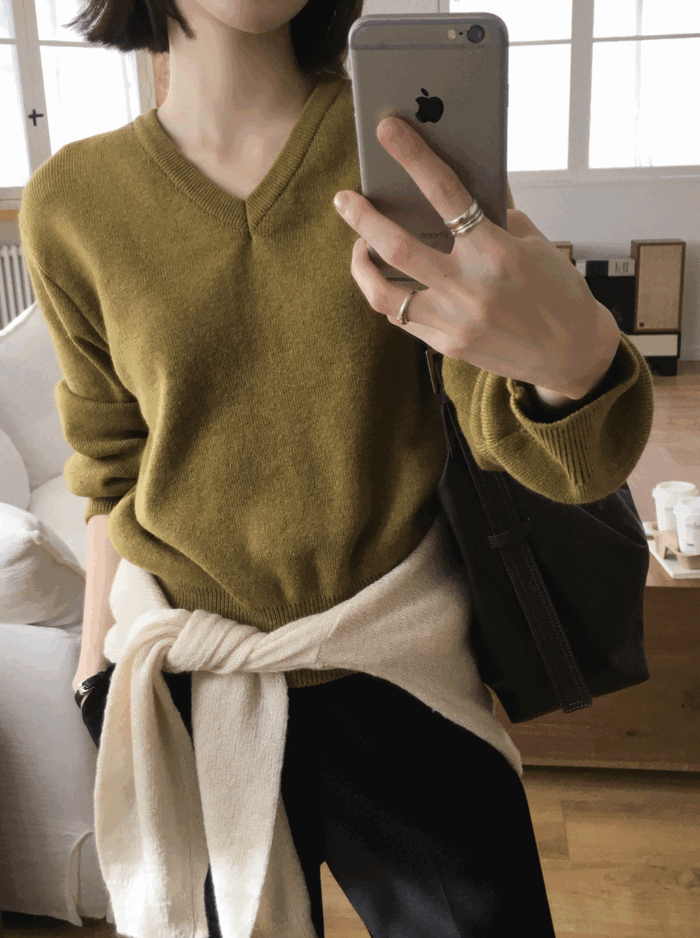 [1천장판매/넥라인 2타입!] 라이크울 베이직 RV 니트