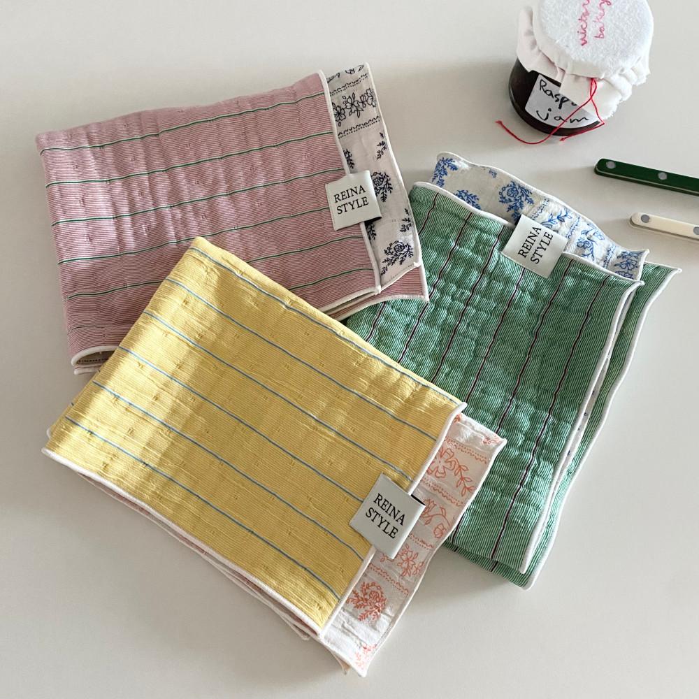 스트라이프&플라워 양면 4중 거즈 키친크로스 테이블 매트 가전제품 덮개 패브릭 소품