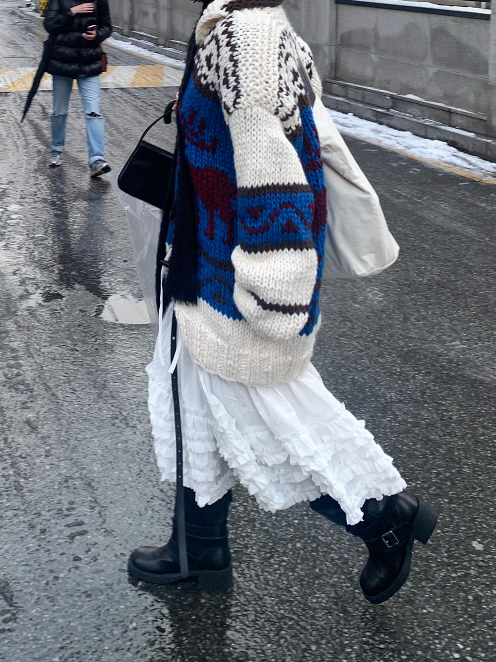 느와룸 TIERED FRILL SKIRT