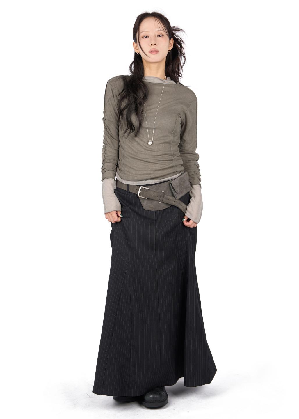 STRIPE FLARE MAXI SKIRT