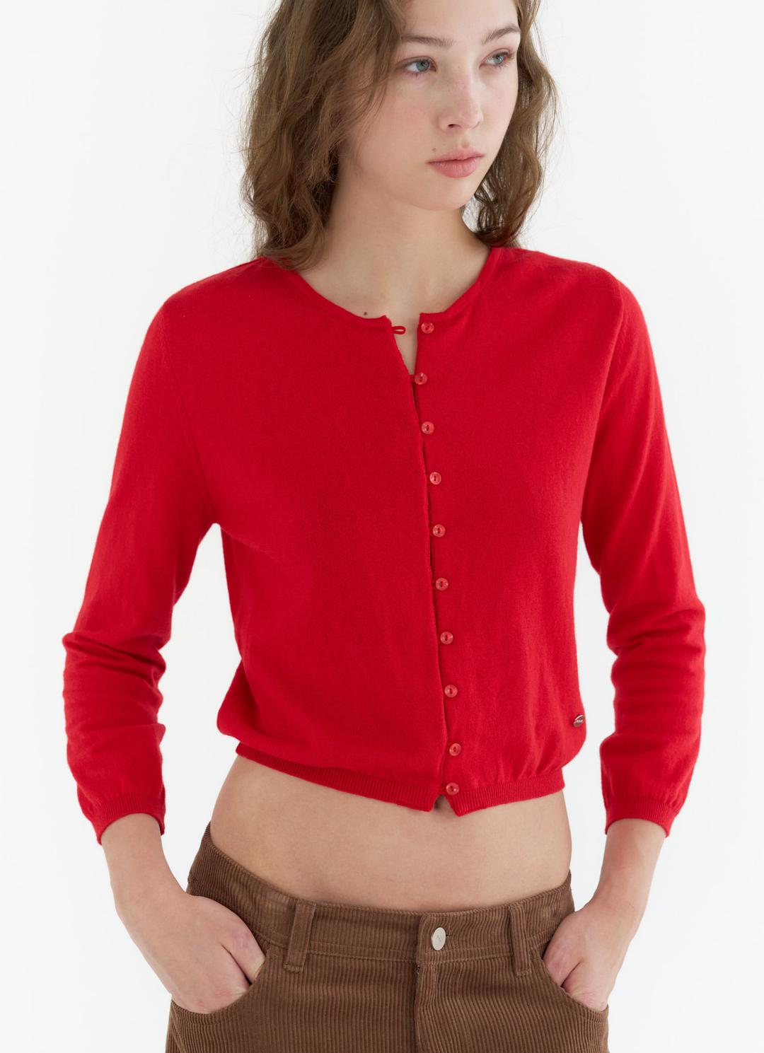 25FW CASHMERE PETITE CARDIGAN / RED