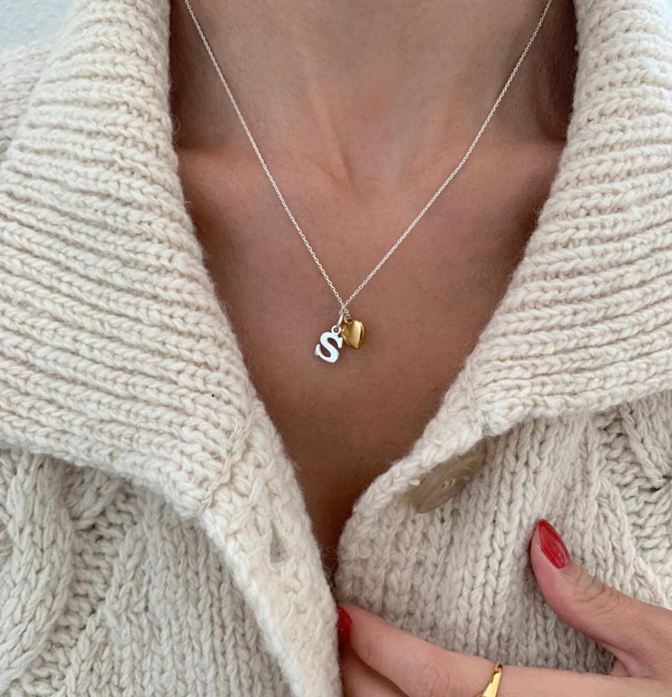 (통통하트+이니셜) [믿고사는]실버925 new 러블리 하트 펜던트 이니셜 우정 목걸이