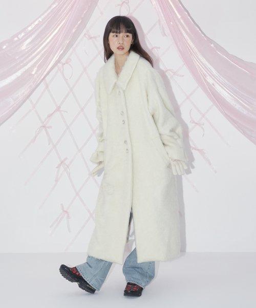 HAIRY WOOL LONG COAT (IVORY)