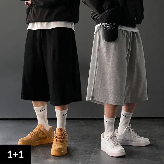 [1+1/당일출고]7부 버뮤다팬츠 벌룬 와이드 반바지 4color 빅사이즈 트레이닝 통 바지