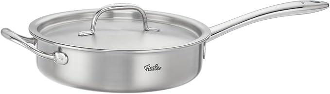 Fissler M5 Pro-Ply 5겹 스테인리스 스틸 소테 팬, 금속 뚜껑 포함(페어런트) (5쿼트)