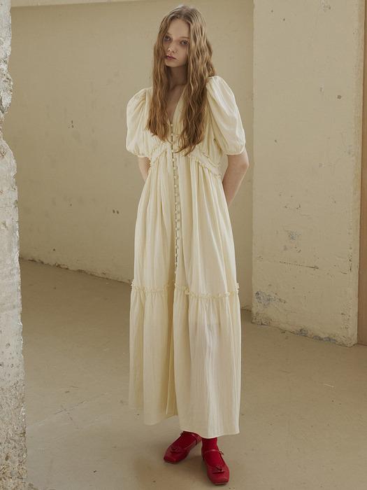 Viscos Frill Dress (Cream)