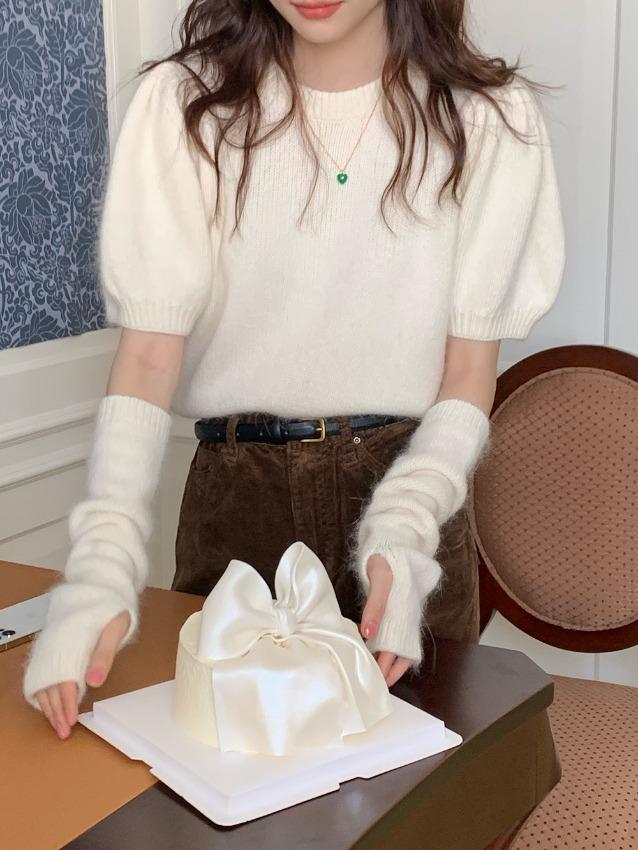 [가을니트/데이트룩] 가을신상 앙고라니트 니트워머세트 인조퍼니트 토끼털니트 팔토시 겨울니트 도톰니트 토끼털 4color 주문폭주 베스트상품♡