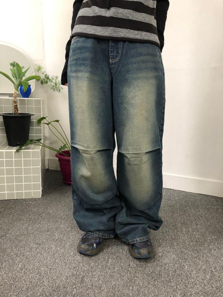 빈티지 워싱 파라슈트 데님 팬츠 (2 color)