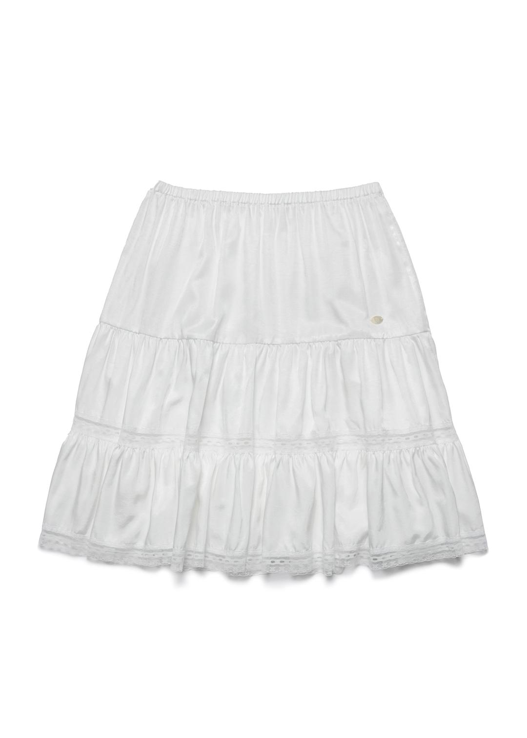 [03/24 예약배송]SATIN LACE TIRED SKIRT_MILK WHITE