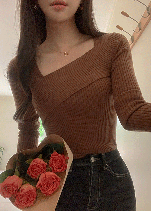 렌느 [1만장돌파] 태리 사선 골지 니트 (9colors)