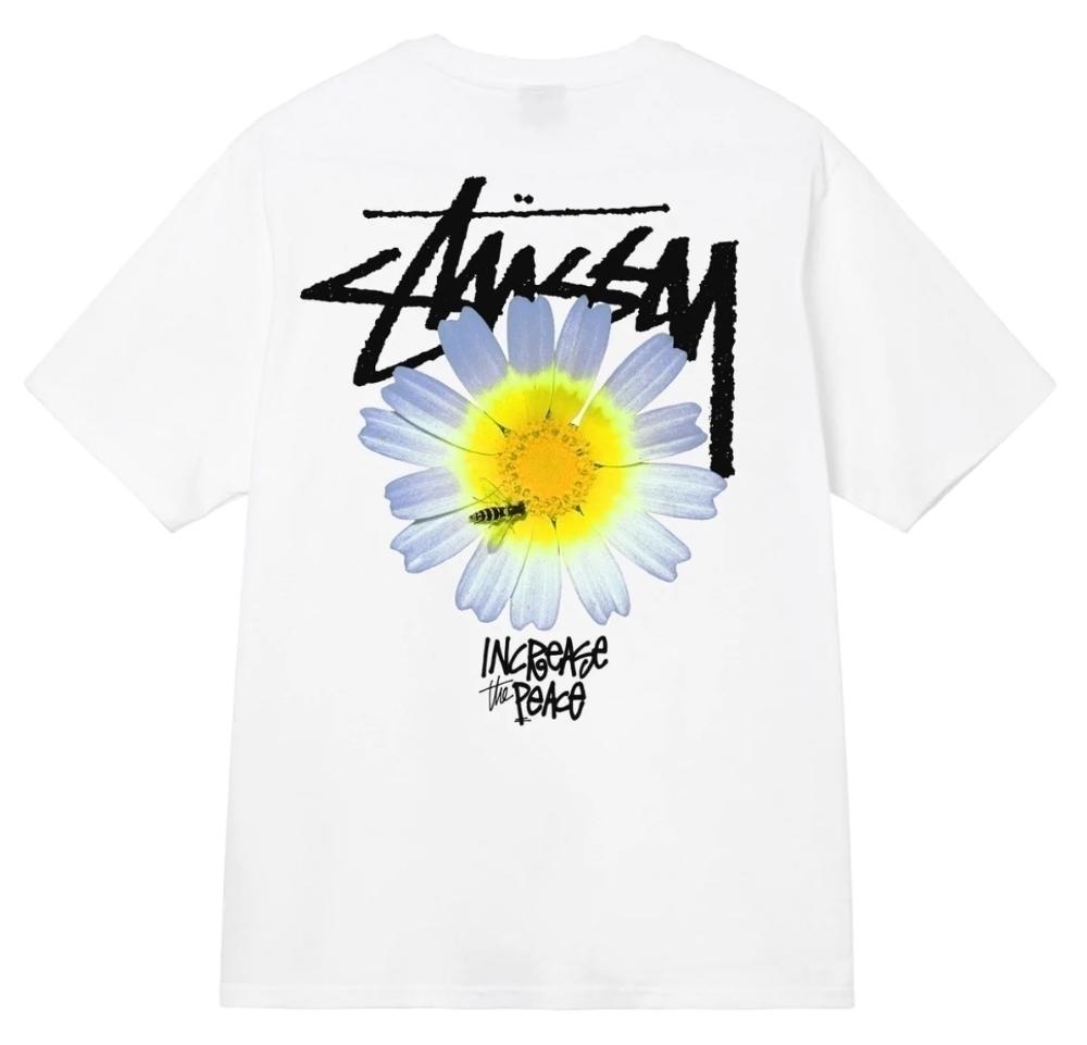(S ~ XL) 스투시 플라워 화이트 / 블랙 Stussy Flower Tee Shirt