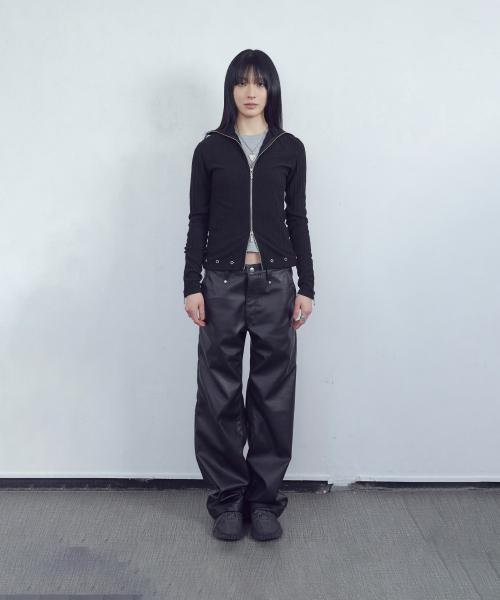 설라노X탄산 아일렛 오프넥 니트 집업