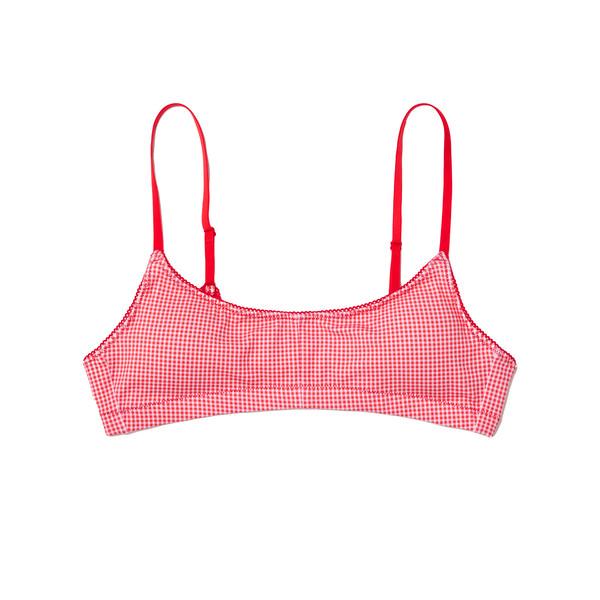 Scoop Neck Bralette(Red Gingham)