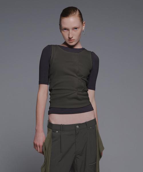 FOLDED LAYERED T-SHIRT CHARCOAL