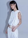 G_SHIRRING HOOD SLEEVELESS / WHITE