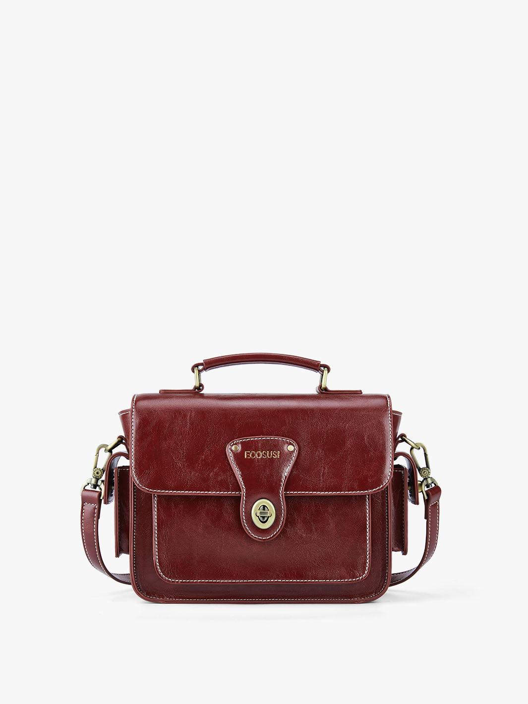 Alison Vintage Vegan Leather Crossbody Bag - Angola Red
