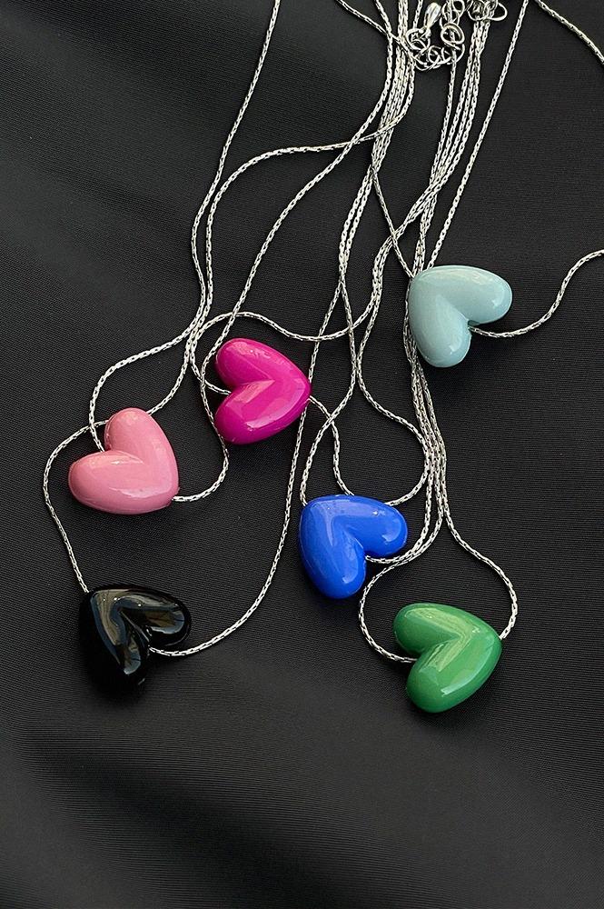 [박제니 착용] COLOR POP HEART SET NECKLACE (6colors) AN223022