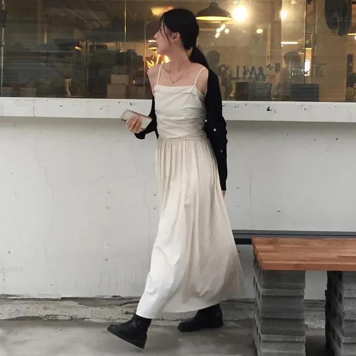 [70차 리오더] Jelli shirring choker long dress - ivory