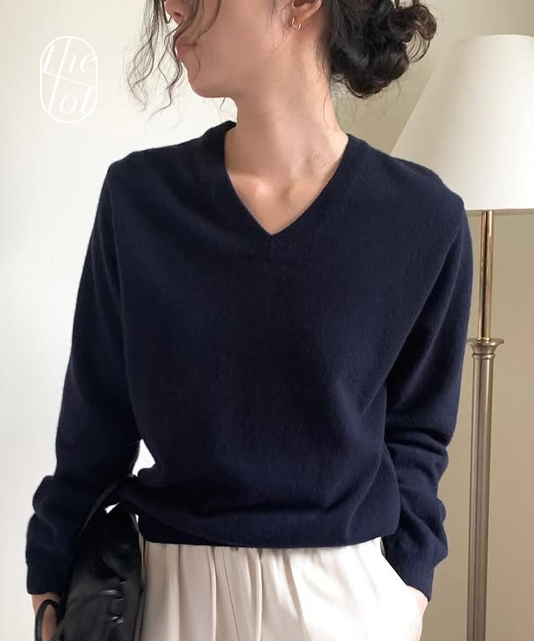 더롯 (다브 당일) [de ondo] 드온도 파인 울 100 브이넥 니트 스웨터 (6color) 베이직/풀오버/긴팔/데일리룩/레이어드