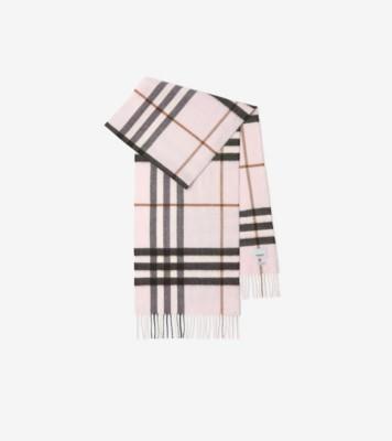 체크 캐시미어 스카프 (페일 캔디 핑크) | 공식 Burberry®