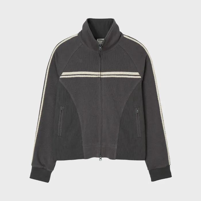 DD rib panel track jacket (CHARCOAL)
