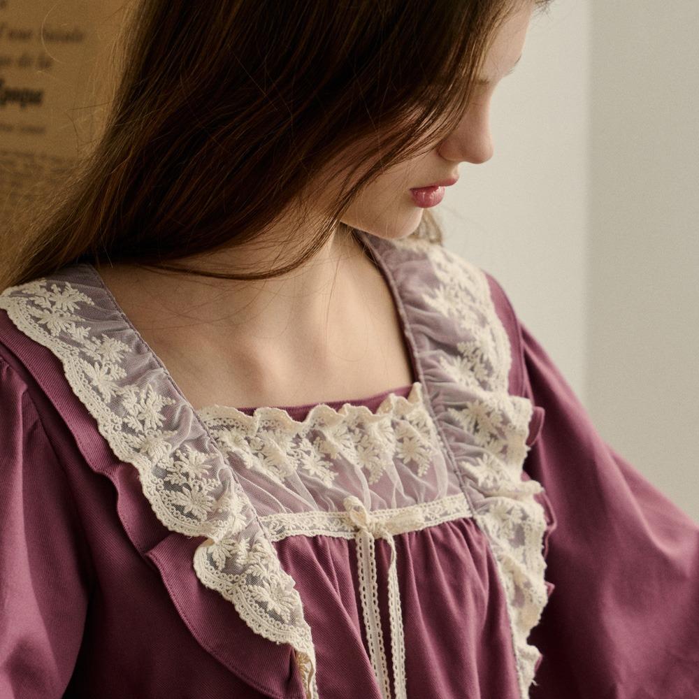 세이블 긴팔 투피스 플럼 (21수)