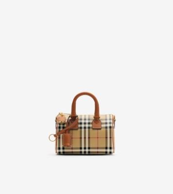 미니 체크 볼링 백 (아카이브 베이지/브라이어 브라운) - 여성 | 공식 Burberry®