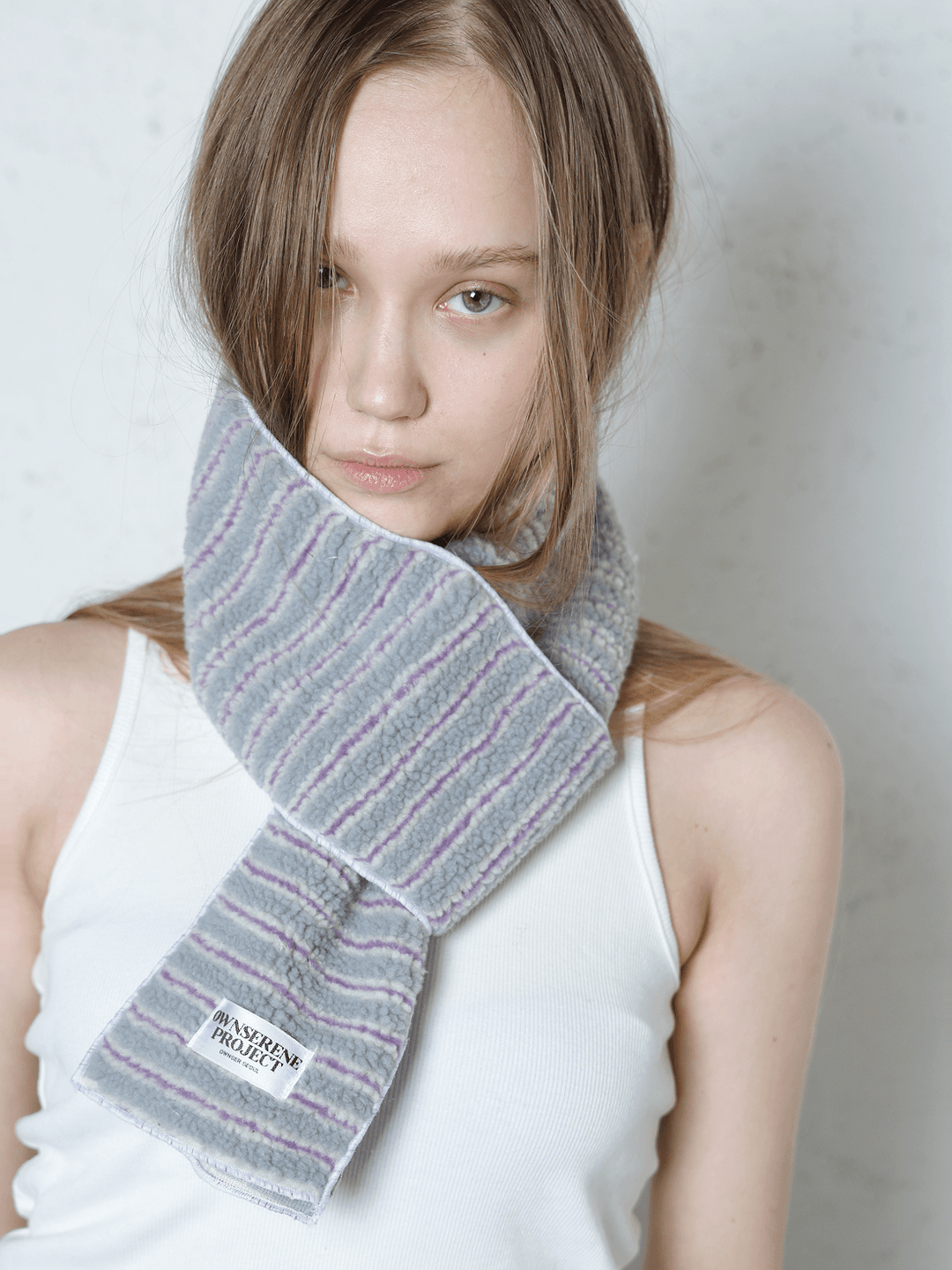 Candy Pop Stripe Muffler_Purple Gray